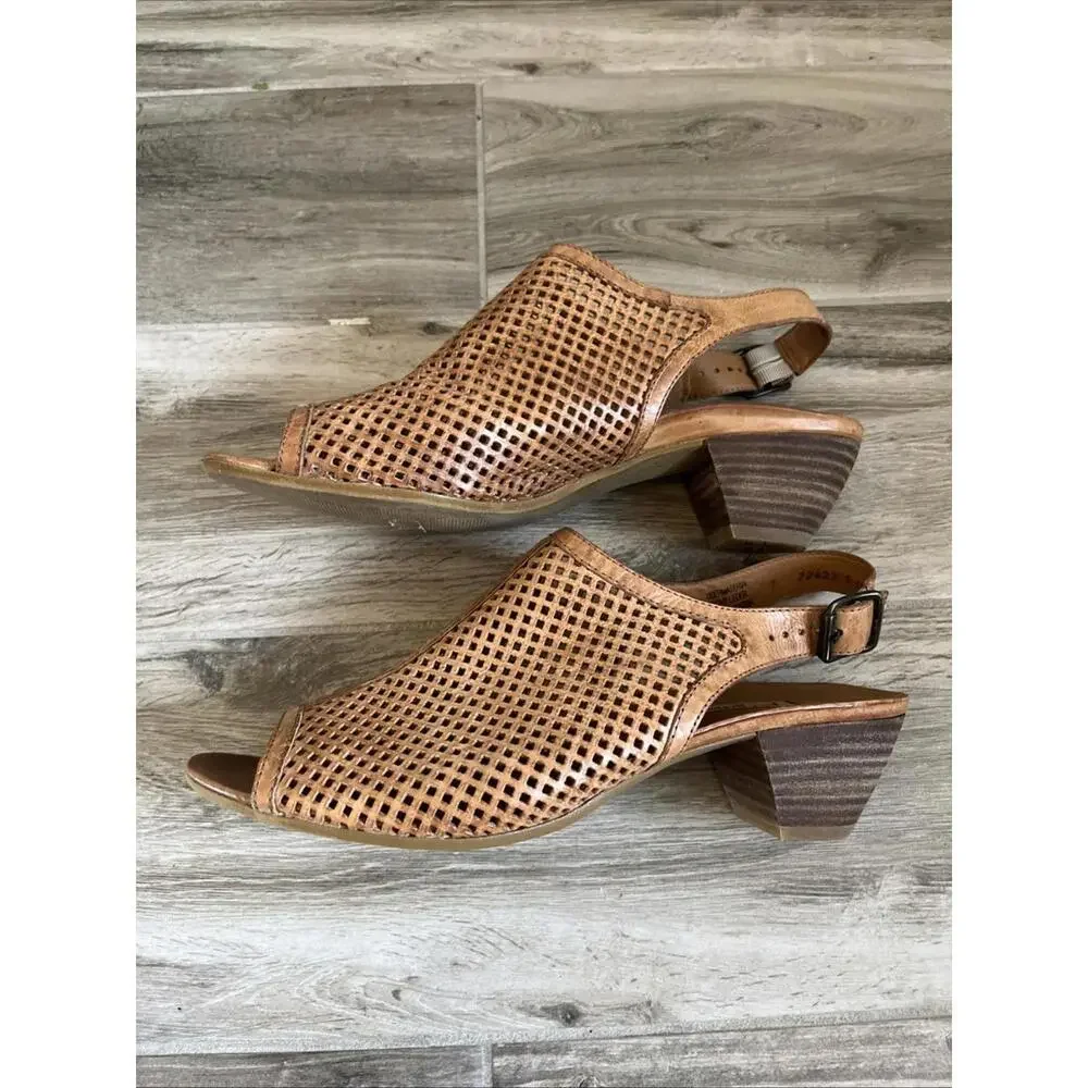 PAUL GREEN LADIES SLINGBACK BLOCK HEEL SANDALS SIZE 7 MADE IN AUSTRIA RP~$370